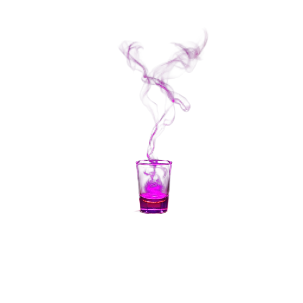 A steaming glass of Hopium on a small table